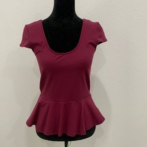 BEBE Plum Peplum Top